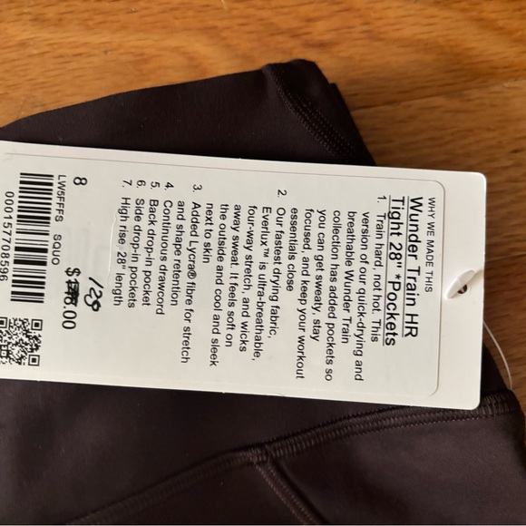 Lululemon Wunder Train HR Tights 28” with pockets NWT Sequoia - Picture 3 of 3